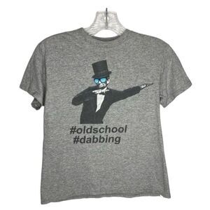 5/$15 Fifth Sun Gray Short Sleeve Casual Graphic Tee Abraham Lincoln Dabbing‎ S